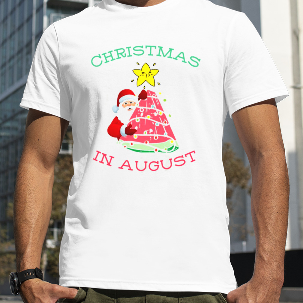 Christmas In August Watermelon Santa In Summer Vacation shirt