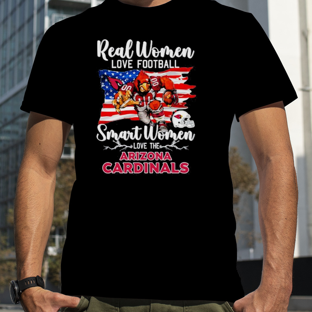 NFL Real Women Love Football Smart Women Love The Arizona Cardinals Mascot America Flag T-Shirt