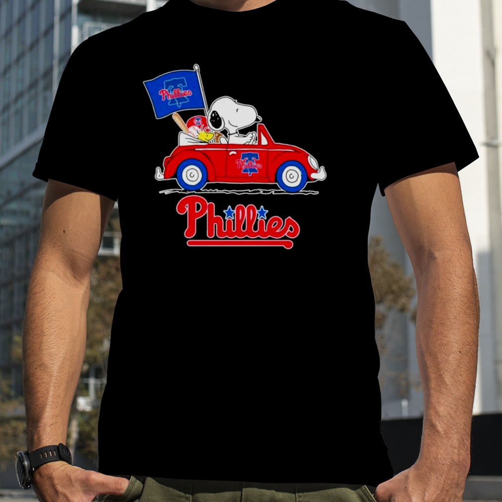 Snoopy and Woodstock Riding Car Philadelphia Phillies Flag 2023 Shirt