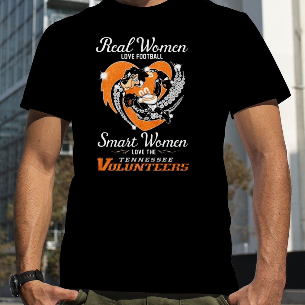 Tennessee Volunteers Real Women Love Football Love Tennessee Volunteers Mascot Heart Diamond T-shirt