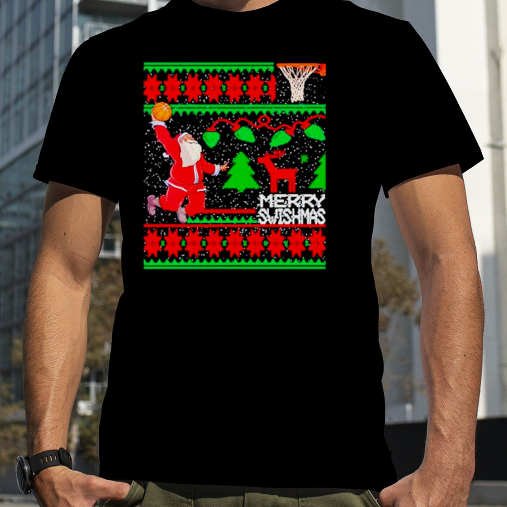 Santa basketball merry swishmas Ugly Christmas sweatshirt